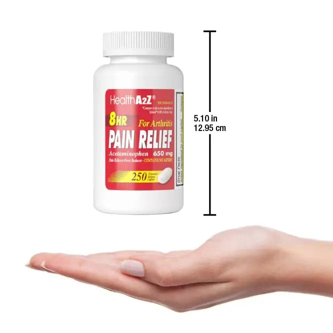 HealthA2Z® Pain Relief Extended Release | Acetaminophen 650mg | 8 Hours | Arthiritis Pain | Pain Reliever - Fever Reducer | Contains no Aspirin | (250 Caplets) HealthA2ZBuy Supplements Australia