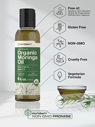Organic Moringa Oil | 4 fl oz | for Face, Hair, and Skin | 100% Therapeutic Grade | Paraben HorbäachBuy Supplements Australia