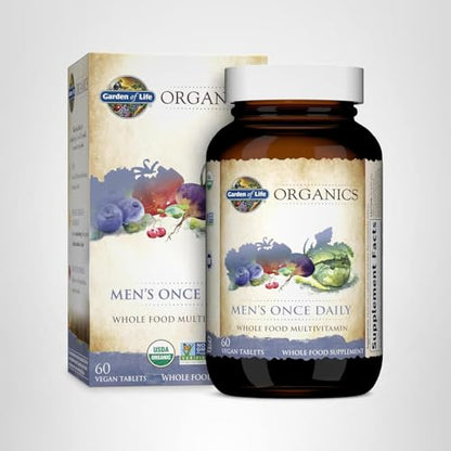 Garden of Life Once Daily Whole Food Multivitamin for Men, Organic Mens Vitamins & Minerals, Vitamin C, Zinc, Vegan, for Health & Well-Being, 60 Tablets Garden of LifeBuy Supplements Australia