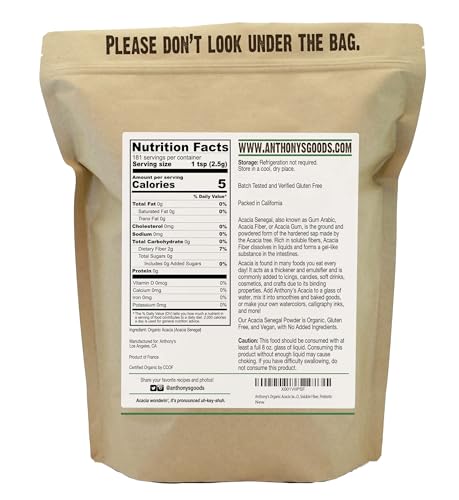 Anthony's Organic Acacia Senegal Powder, 1 lb, Batch Tested Gluten Free, Non GMO Anthony'sBuy Supplements Australia