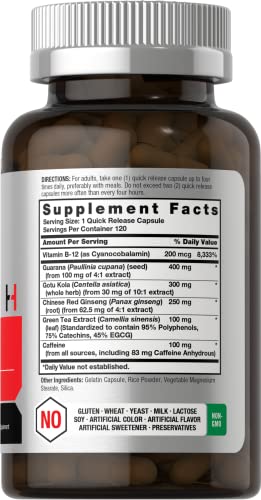 Ultra Energy Supplement | 120 Capsule Pills | with Caffeine & Vitamin B12 | Daily Energy Booster HorbäachBuy Supplements Australia