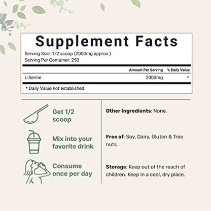 Pure L Serine Powder, 500 Grams (250 Day Supply), Filler Free, Supports Production Micro IngredientsBuy Supplements Australia