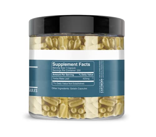 Earthborn Elements Yerba Mate Leaf 200 Capsules, Pure & Undiluted, No Additives Earthborn ElementsBuy Supplements Australia