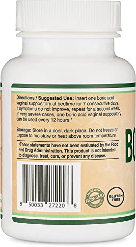 Boric Acid Vaginal Suppositories (600mg, 60 Count) Supports Vaginal pH Balance, Odor Control Double Wood SupplementsBuy Supplements Australia
