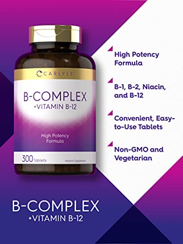 Carlyle B Complex Vitamin with B12 | 300 Tablets | High Potency Formula | Vegetarian CarlyleBuy Supplements Australia
