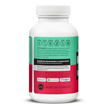 LIVELY VITAMIN CO. Multivitamin - 37 Vitamins Minerals and Extracts - Energy - Memory - Immune Function - Heart- Brain - Focus - Mood - Antioxidants - Dairy Gluten Soy Free - 60 Vegetarian Capsules LIVELY VITAMIN CO