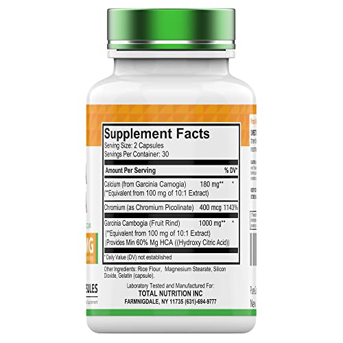 tnvitamins Garcinia Cambogia Extract Capsules (1000 MG x 60 Pills) with HCA & Chromium tnvitaminsBuy Supplements Australia