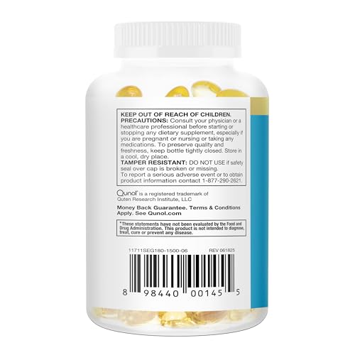 Qunol Fish Oil Omega 3 Mini Softgels, 1000mg Omega 3 EPA + DHA, Ultra Pure Supplements, Heart Health Support, Lemon Flavor