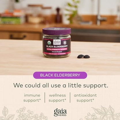 Gaia Herbs Black Elderberry (Sambucus Nigra) Extra Strength Gummies Gaia HerbsBuy Supplements Australia