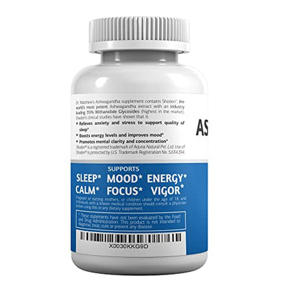 Aswagandha Vitamin Stress Relief Supplement. Cortisol Blocker Ashwagandha Capsules Dr. MatthewBuy Supplements Australia