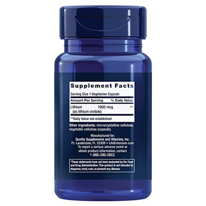 Life Extension Lithium 1000 mcg - for Brain Health, Anti-Aging & Longevity