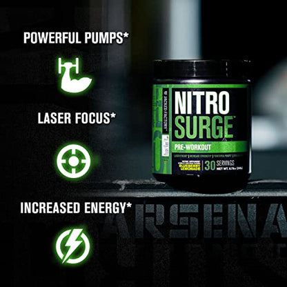Nitrosurge Pre-Workout & Creatine Monohydrate - Pre Workout Powder With Creatine for Muscle Growth, Increased Strength, Endless Energy, Intense Pumps - Watermelon Preworkout & Unflavored Creatine
