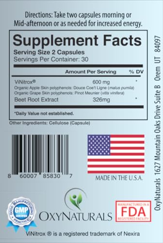 OxyBoost with ViNitrox - Nitric Oxide Supplement for Blood Pressure Support, Heart Health, Energy Boost, Circulation, and More (3 Bottles - 90 Servings)