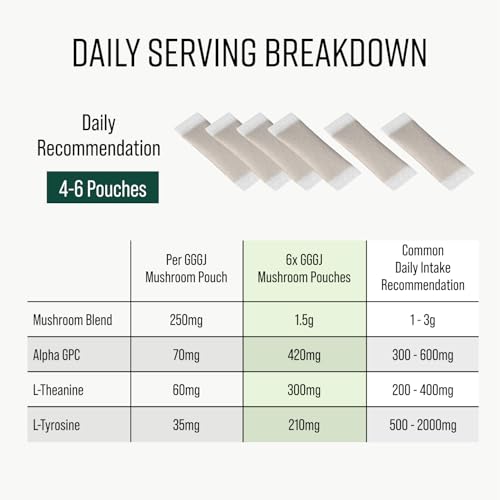 Adaptogen Mushroom Nootropic Pouches (4 Pack Bundle) - 250mg Mushroom Blend + 165mg Energy Blend, Nicotine Free & Caffeine Free, Ultra Pouch with Lion's Mane, Cordyceps, Reishi, Alpha-GPC, L-Theanine GGGJBuy Supplements Australia