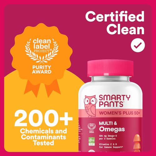 SmartyPants Multivitamin Gummy for Women 50 and Over - Improved Formula: Omega 3 (DHA/EPA), Methylfolate, CoQ10, Vitamin D3, C SmartyPantsBuy Supplements Australia