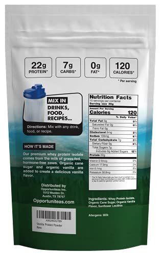 Opportuniteas Vanilla Whey Protein Powder - Grass Fed Whey Isolate + Real Sugar & Vanilla OpportuniteasBuy Supplements Australia