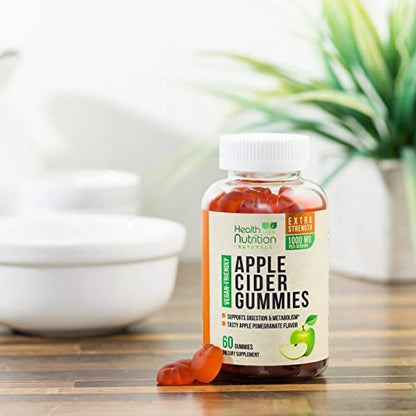 Vegan Apple Cider Vinegar Gummies | Max Strength 1000mg | ACV Supplement Gummy for Adults Health Nutrition NaturalsBuy Supplements Australia