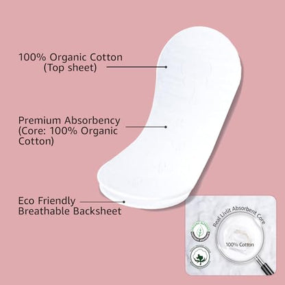 Livlit Ultra Thin Panty Liners Sanitary Pads, 100% Certified Organic Cotton from Texas, Light Absorbency LIVLITBuy Supplements Australia