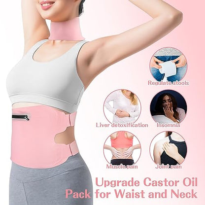Fshyos Upgrade Castor Oil Wrap Plus Size Kit with Unrefined Castor Oil for Liver Detox FshyosBuy Supplements Australia