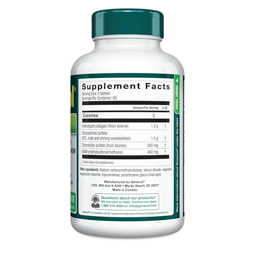 Genacol Optimum – Glucosamine, Chondroitin, MSM & Ultra-Hydrolyzed Collagen, Joint Support Tablets, 180 Count (60-Day Supply) GenacolBuy Supplements Australia