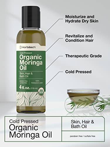 Organic Moringa Oil | 4 fl oz | for Face, Hair, and Skin | 100% Therapeutic Grade | Paraben HorbäachBuy Supplements Australia