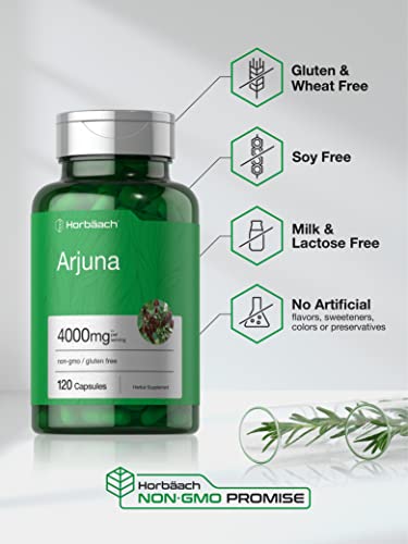 Arjuna Capsules 4000mg | 120 Count | Non-GMO, Gluten Free | from Arjuna Bark Herb HorbäachBuy Supplements Australia
