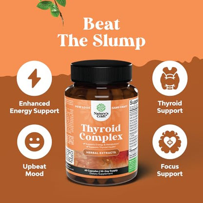 Thyroid Support Natural Complex Supplement Capsules with Vitamin B-12