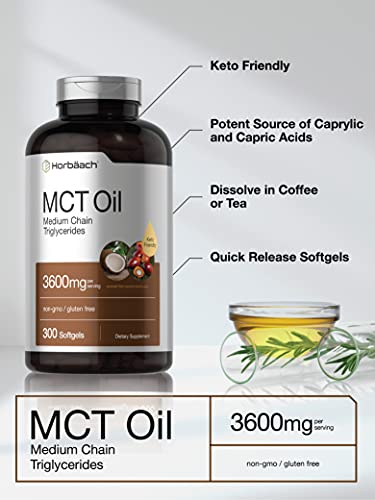 Keto MCT Oil Capsules 3600mg | 300 Softgels | Coconut Oil Pills | Non-GMO and Gluten HorbäachBuy Supplements Australia
