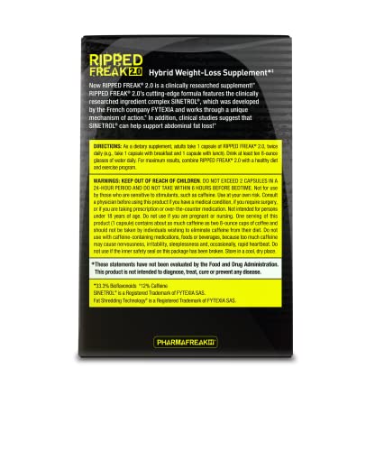 Pharmafreak Ripped Freak 2.0 - Hybrid Weight Loss Supplement - USA - 60ct (Bottle Only) PharmafreakBuy Supplements Australia