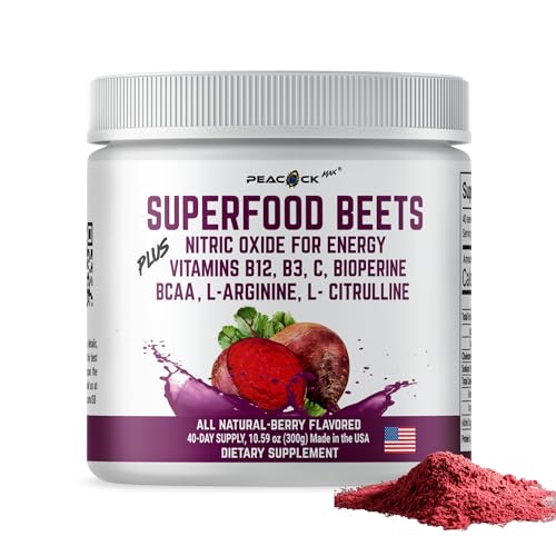 Peacock Max Superfoods Blend Immunity Support Vegan Gluten Free (Beets Nitric Oxide B12 Powder)