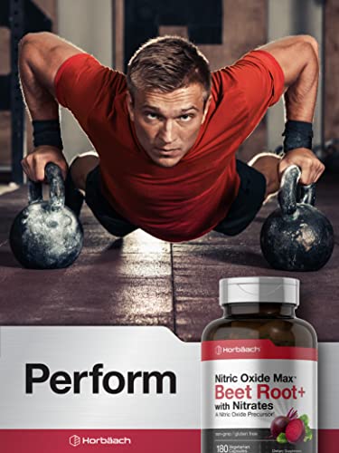 Nitric Oxide Beet Root Capsules | with Nitrates | 180 Count | Nitric Oxide Precursor | Vegetarian HorbäachBuy Supplements Australia