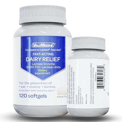 ValuMeds Fast Acting Dairy Relief Lactose Enzymes, 120 Softgels, Help Prevent Gas ValuMedsBuy Supplements Australia