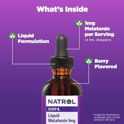 Natrol Liquid Melatonin 1mg, Berry-Flavored Dietary Supplement for Restful Sleep, 2 Fl Oz NatrolBuy Supplements Australia