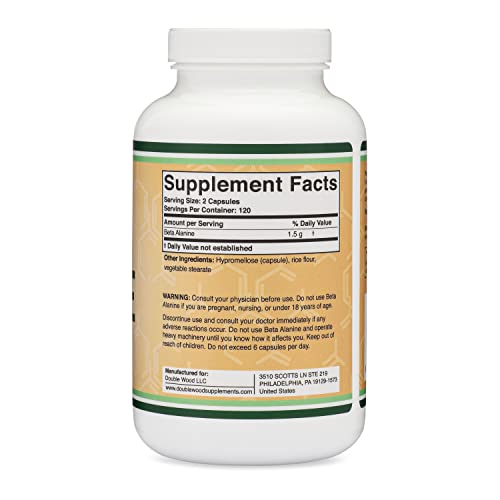 Beta Alanine Powder Capsules (Bulk Jar 240 Pills, 1.5 Gram Servings) Stimulant Free Pre Double Wood SupplementsBuy Supplements Australia