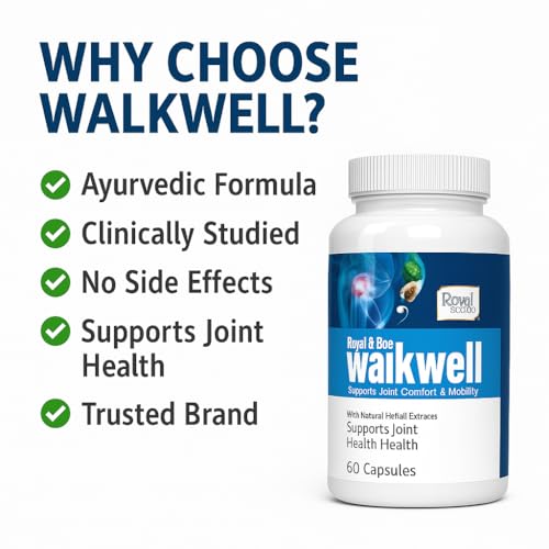 Royal Bee Walkwell Capsules – 60 Capsules – Supports Joint Pain & Inflammation Relief · Useful in Osteoarthritis · Promotes Flexibility & Mobility · Clinically Studied Herbal Ingredients GenericBuy Supplements Australia