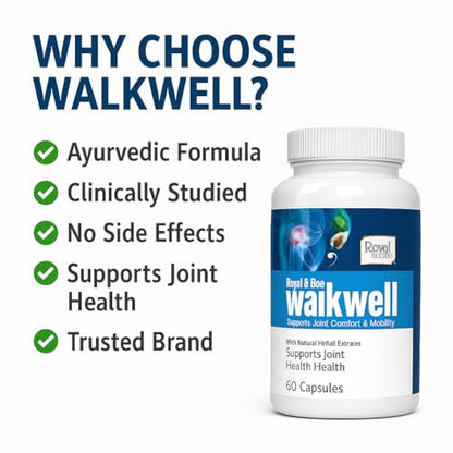 Royal Bee Walkwell Capsules – 60 Capsules – Supports Joint Pain & Inflammation Relief · Useful in Osteoarthritis · Promotes Flexibility & Mobility · Clinically Studied Herbal Ingredients GenericBuy Supplements Australia