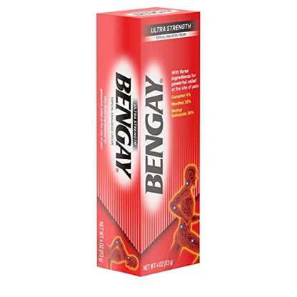 Bengay Ultra Strength Topical Pain Relief Cream, Non-Greasy Topical Analgesic for Minor Arthritis, Muscle, Joint and Back Pain, Camphor, Menthol and Methyl Salicylate, 4 OZ BengayBuy Supplements Australia