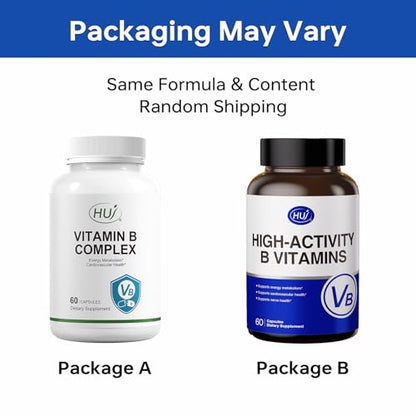HUJ High-Activity B Vitamins - Supports Normal Energy Metabolism & Nerve System Health - Supplement with 8 B Vitamins, Inositol and D-Chiro Inositol - 60 Capsules. HUJBuy Supplements Australia