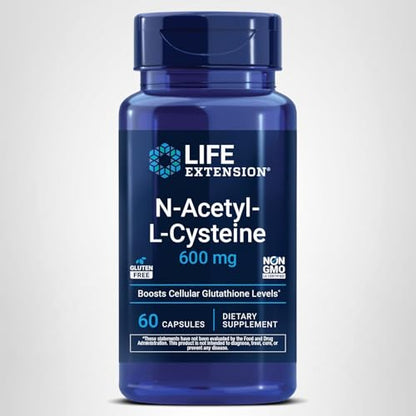 Life Extension N-Acetyl-L-Cysteine (NAC), Immune, Respiratory, Liver Health, NAC 600 mg, Potent antioxidant Support