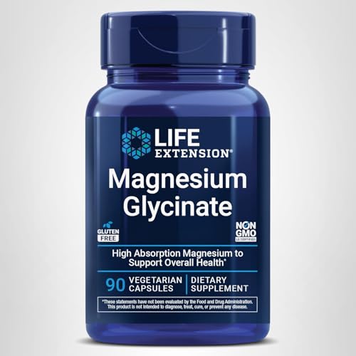 Life Extension Magnesium Glycinate, Heart Health, Bone Health, Nerve and Muscle Support, Highly absorbable, Gluten-Free, Non-GMO