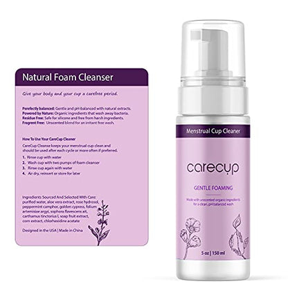 CareCup Menstrual Cup Cleaner - Unscented Foaming Sterilizer Wash for Silicone Period discs - Wipes Clean CareCupBuy Supplements Australia