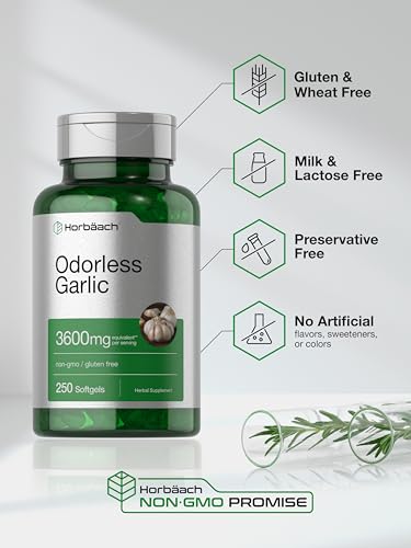 Odorless Garlic Softgels | 250 Count | Ultra Potent Garlic Extract | Non-GMO & Gluten Free HorbäachBuy Supplements Australia