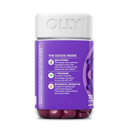 OLLY Sleep Gummy, 3 mg Melatonin, L-Theanine, Chamomile, Lemon Balm, Sleep Aid, Blackberry - 70 Count OLLYBuy Supplements Australia