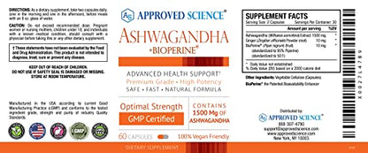 Approved Science® Ashwagandha 1500mg with Bioperine® and Ginger- Alleviate Sleepless Approved ScienceBuy Supplements Australia