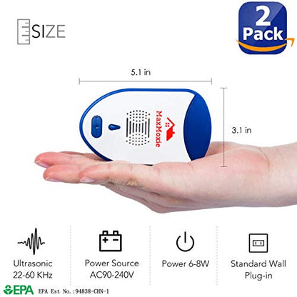 MaxMoxie Ultrasonic Pest Repeller, Humane Mice Control Electronic Insect MaxMoxieBuy Supplements Australia