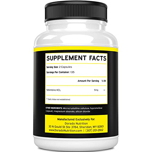 Yohimbine HCL 5mg For Men and Women (270 Capsules) - More Potent Than Yohimbe DORADO NUTRITIONBuy Supplements Australia