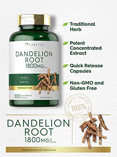 Carlyle Dandelion Root Capsules 1800mg | 300 Count | Non-GMO, Gluten Free CarlyleBuy Supplements Australia