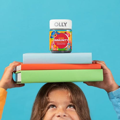 OLLY Kids Immunity Gummy, Immune Support, Wellmune, Elderberry, Vitamin C, Zinc, Chewable Supplement, Cherry - 50 Count