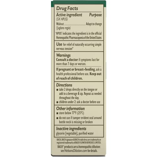Bach Original Flower Remedies, Walnut for Adapting to Change (Non-Alcohol Formula) BachBuy Supplements Australia