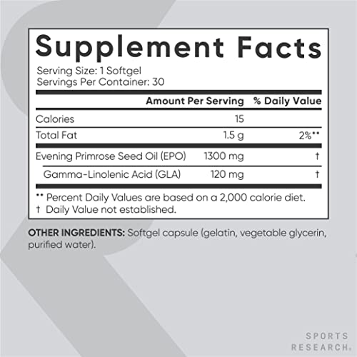 Sports Research Evening Primrose Supplement from Cold Pressed Oil Sports ResearchBuy Supplements Australia